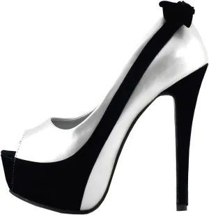 SHOW STORY Sexy Two Tone Peeptoe Bow Stiletto Platform High Heels Pumps,LF80805