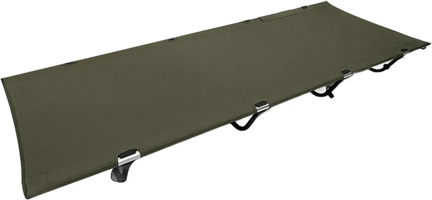 Simple Camping Cot, Portable Lightweight Camping Bed Aluminum Alloy, 600D Oxford Fabric, Convenient Pocket for Phones, Green