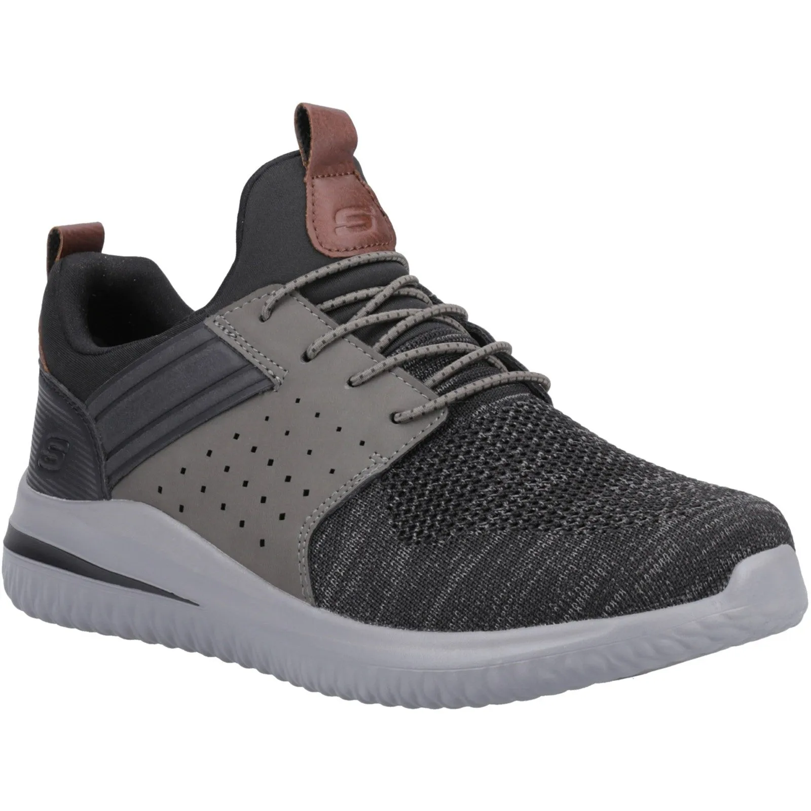 Skechers Mens Delson 3.0 - Cicada Wide 210238W-BKGY Black/Grey Slip On Shoe