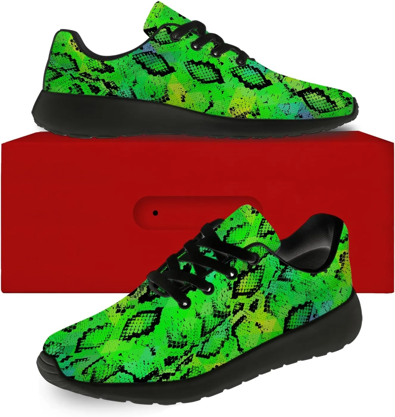 Snake Skin Print Shoes for Men Women Lightweight Comfort Running Tennis Walking Sneakers Gifts for Dad Mom