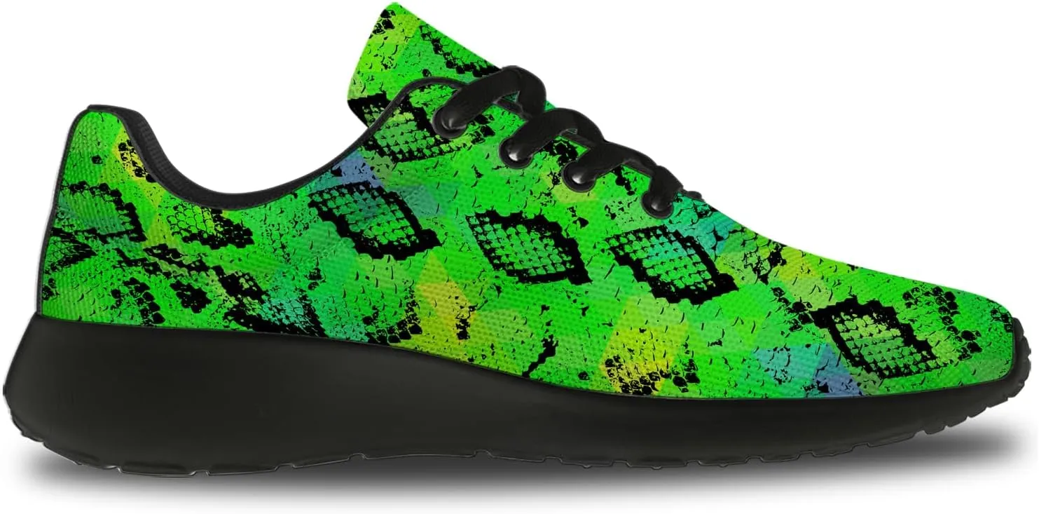 Snake Skin Print Shoes for Men Women Lightweight Comfort Running Tennis Walking Sneakers Gifts for Dad Mom