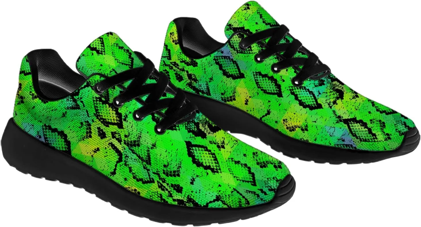 Snake Skin Print Shoes for Men Women Lightweight Comfort Running Tennis Walking Sneakers Gifts for Dad Mom
