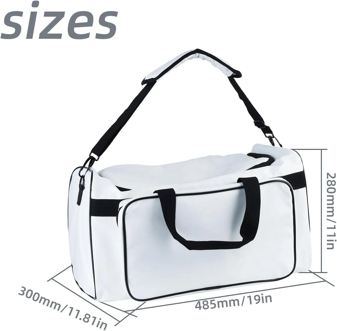 Sneaker Duffel Bag for Men - 30L Large Capacity Gym & Travel Bag with Adjustable Dividers, Durable Shoulder Strap - Carry-On 20 Inch (White)