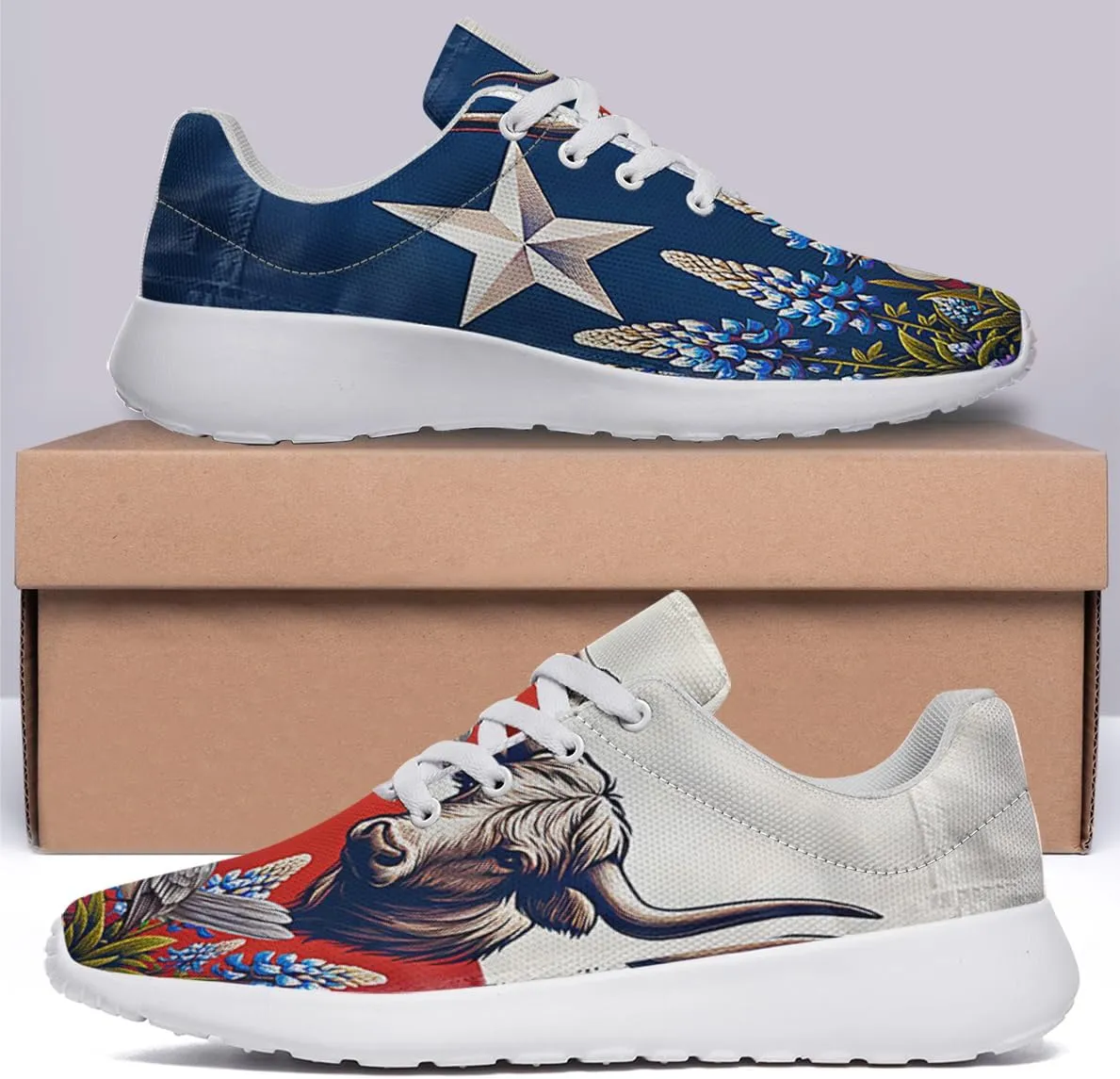 Sonzj-II Women's Men's Tennis Shoes Texas State Printed Sneakers Lightweight Breathable Running Walking Shoes