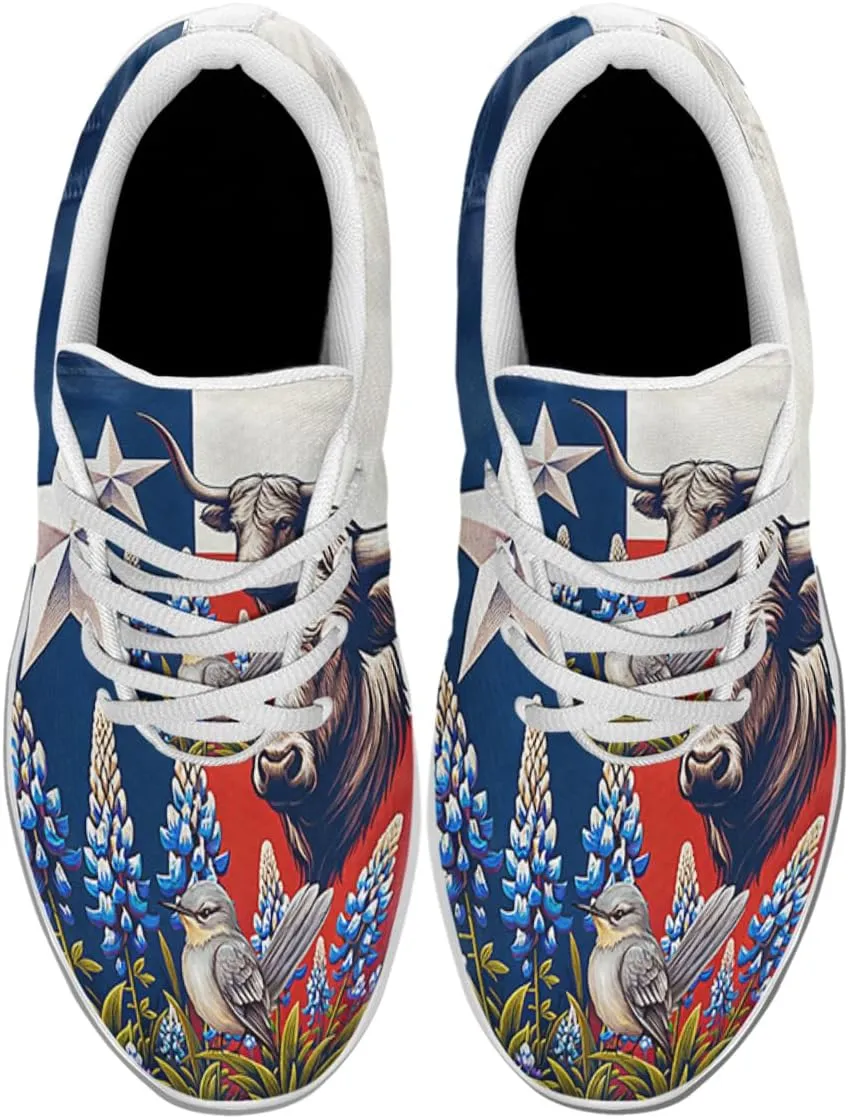 Sonzj-II Women's Men's Tennis Shoes Texas State Printed Sneakers Lightweight Breathable Running Walking Shoes