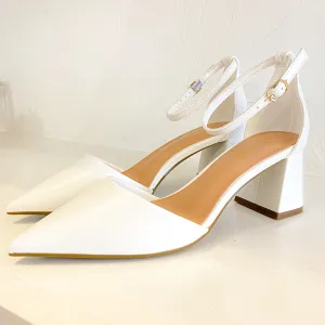 Starlike White Pointed Toe Heel
