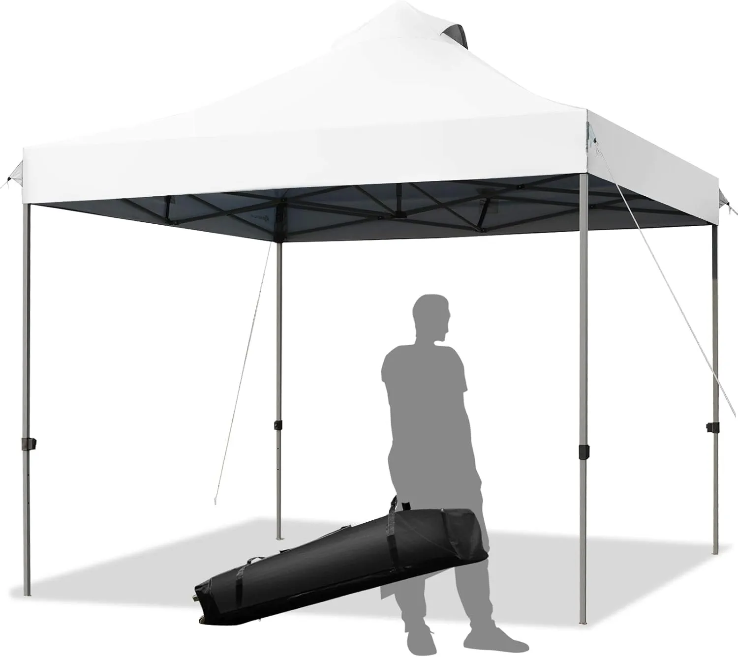 Tangkula 10x10 Ft Pop Up Canopy Tent, Easy Set-up Outdoor Tent Commercial Instant Shelter, Portable Folding Canopy Tent w/Wheeled Carry Bag, 3 Adjustable Heights, Guy Ropes & Ground Stakes (White)