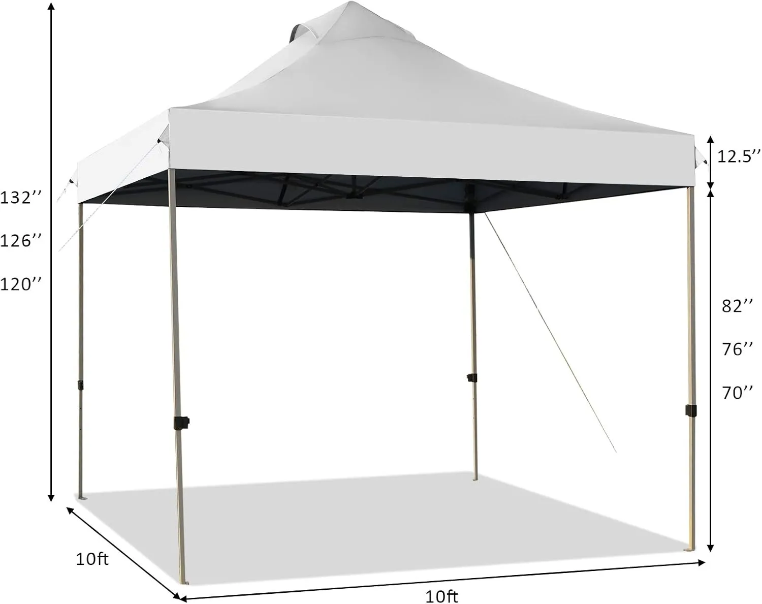 Tangkula 10x10 Ft Pop Up Canopy Tent, Easy Set-up Outdoor Tent Commercial Instant Shelter, Portable Folding Canopy Tent w/Wheeled Carry Bag, 3 Adjustable Heights, Guy Ropes & Ground Stakes (White)