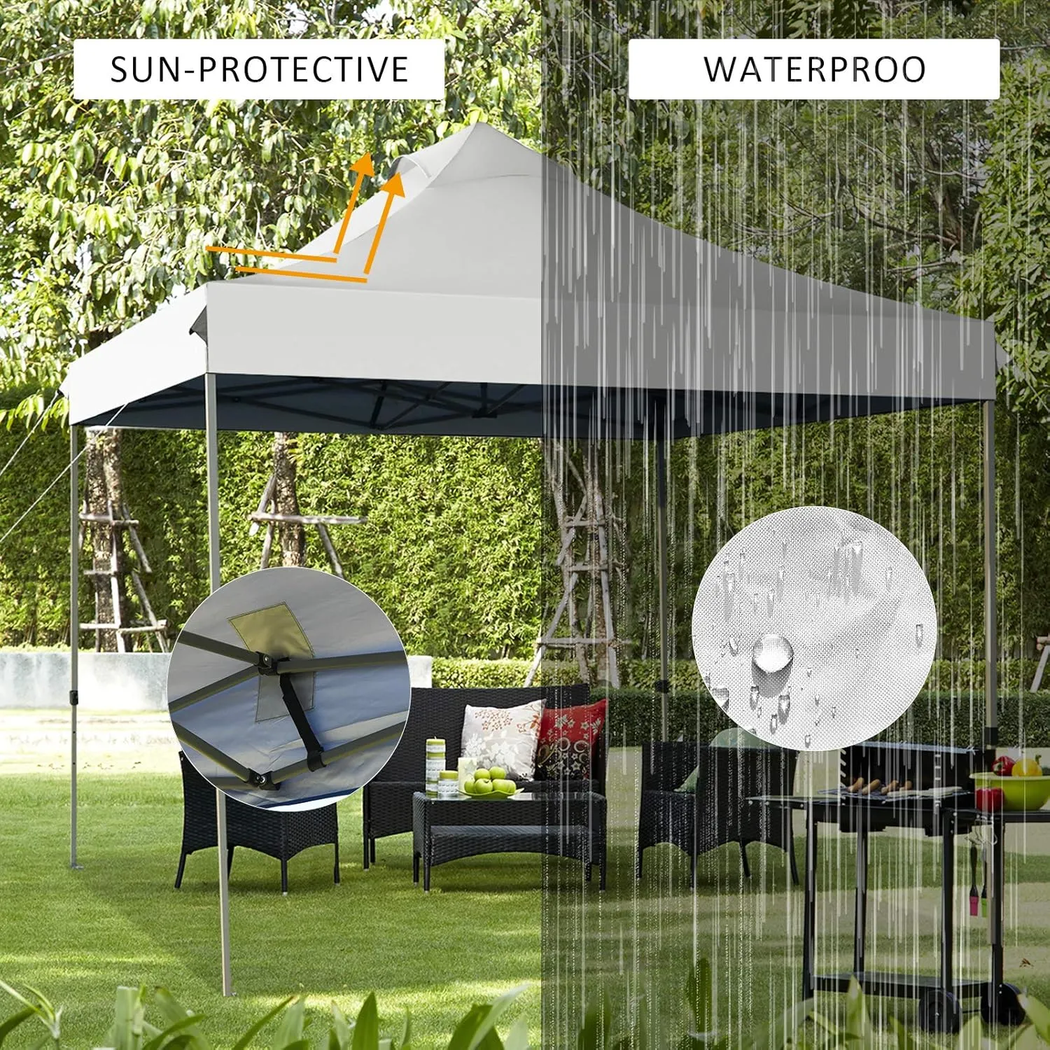 Tangkula 10x10 Ft Pop Up Canopy Tent, Easy Set-up Outdoor Tent Commercial Instant Shelter, Portable Folding Canopy Tent w/Wheeled Carry Bag, 3 Adjustable Heights, Guy Ropes & Ground Stakes (White)