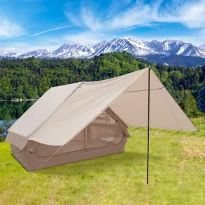 Tangkula Inflatable Camping Tent, 4-6 People Waterproof Blow-up Air Tent w/Porch, Pump, Mesh Windows, 2 Doors, Skylight, Carrying Bag, Easy Setup, Portable All Season Cabin House for Family Camping