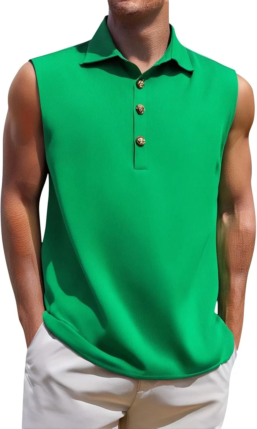 Tank Tops Men Sleeveless Summer Beach Casual Button Up Muscle Linen Cotton Loose Fit Undershirts Gym Big and Tall Vest
