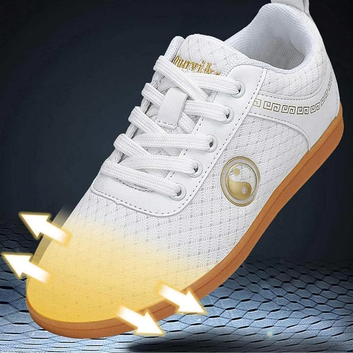 TECDOTO Unisex Taekwondo Shoes Adults Taichi Martial Arts Sneaker Lace-Up Soft Sole Karate Shoes for Fitness Exercises Foot Protection Equipment,White-9