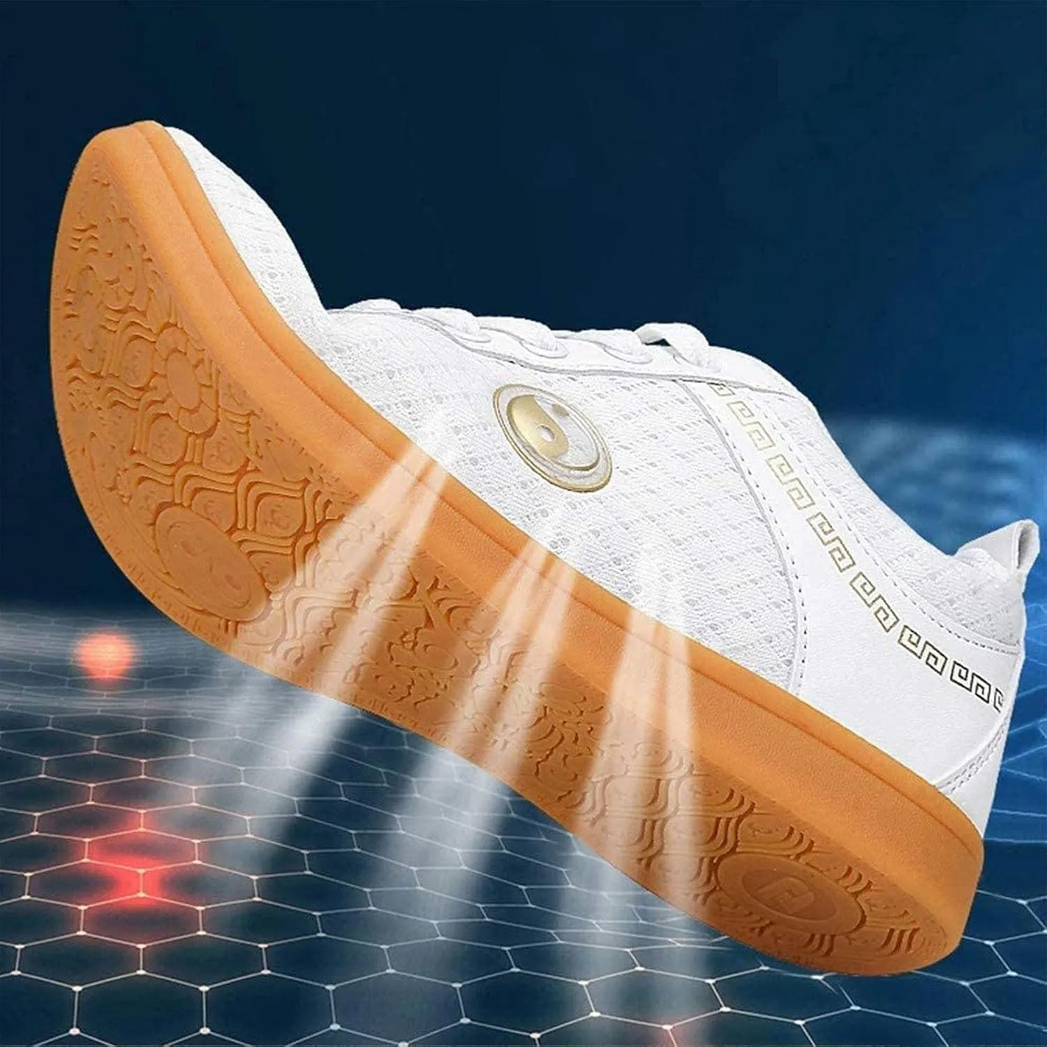 TECDOTO Unisex Taekwondo Shoes Adults Taichi Martial Arts Sneaker Lace-Up Soft Sole Karate Shoes for Fitness Exercises Foot Protection Equipment,White-9