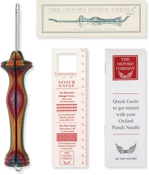 The Oxford Punch Needle #8 (1/2 inch Loop) Fine Point Punch Needle | Patented Design | Ergonomic Colorful Symfonie Wood Handle | Electropolished Steel Tip | Ideal for Rug Hooking