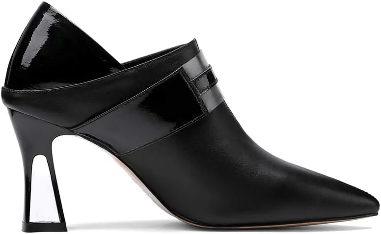 TinaCus Women's Handmade Pointed Toe Genuine Leather Sexy High Heel Glitter Square Decor Plus-Size Pump Shoes