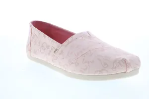 Toms Classic 10015550 Womens Pink Canvas Slip On Loafer Flats Shoes