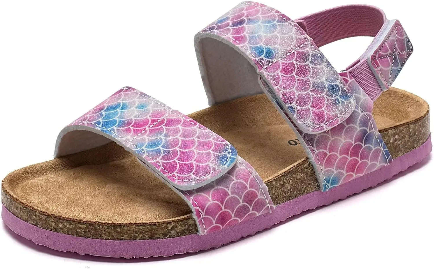 Torotto Girls Boys Sandals with Cork Footbed Adjustable Straps Summer Glitter Slides Sandals Open Toes Flat for Kids Toddler