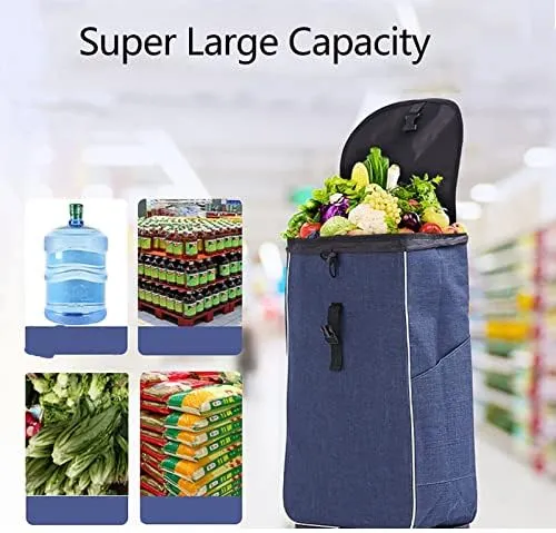 Trolley Shopping Replacement Bag - 40L Foldable Grocery Cart Special Shopping Bag, Cart Replacement Bag with Drawstring, Trolley Accessories, L35XW20XH57CM (Color : Wine Red)