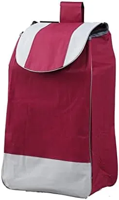 Trolley Shopping Replacement Bag - 40L Foldable Grocery Cart Special Shopping Bag, Cart Replacement Bag with Drawstring, Trolley Accessories, L35XW20XH57CM (Color : Wine Red)