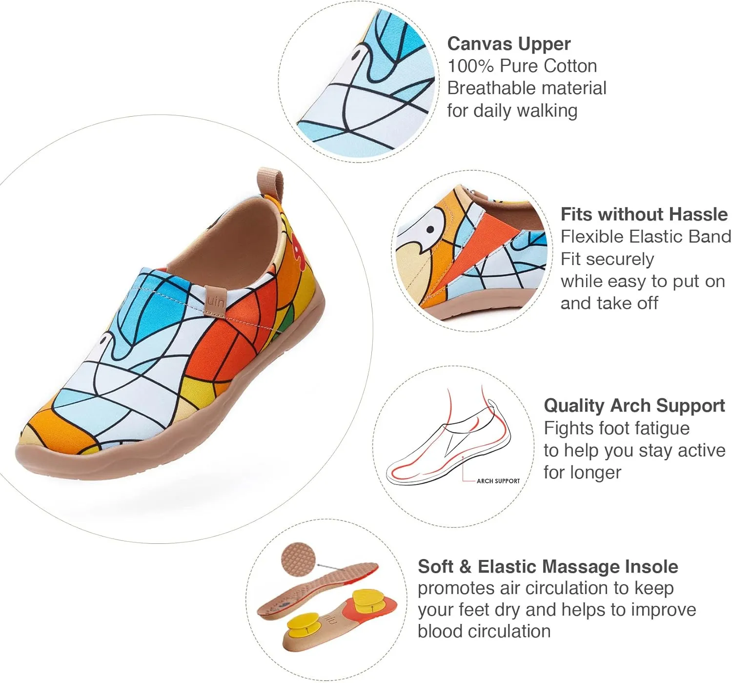 UIN Women's Art Painted Travel Shoes Slip On Casual Knit Loafers Lightweight Comfort Fashion Sneaker Constellation Toledo Ⅰ
