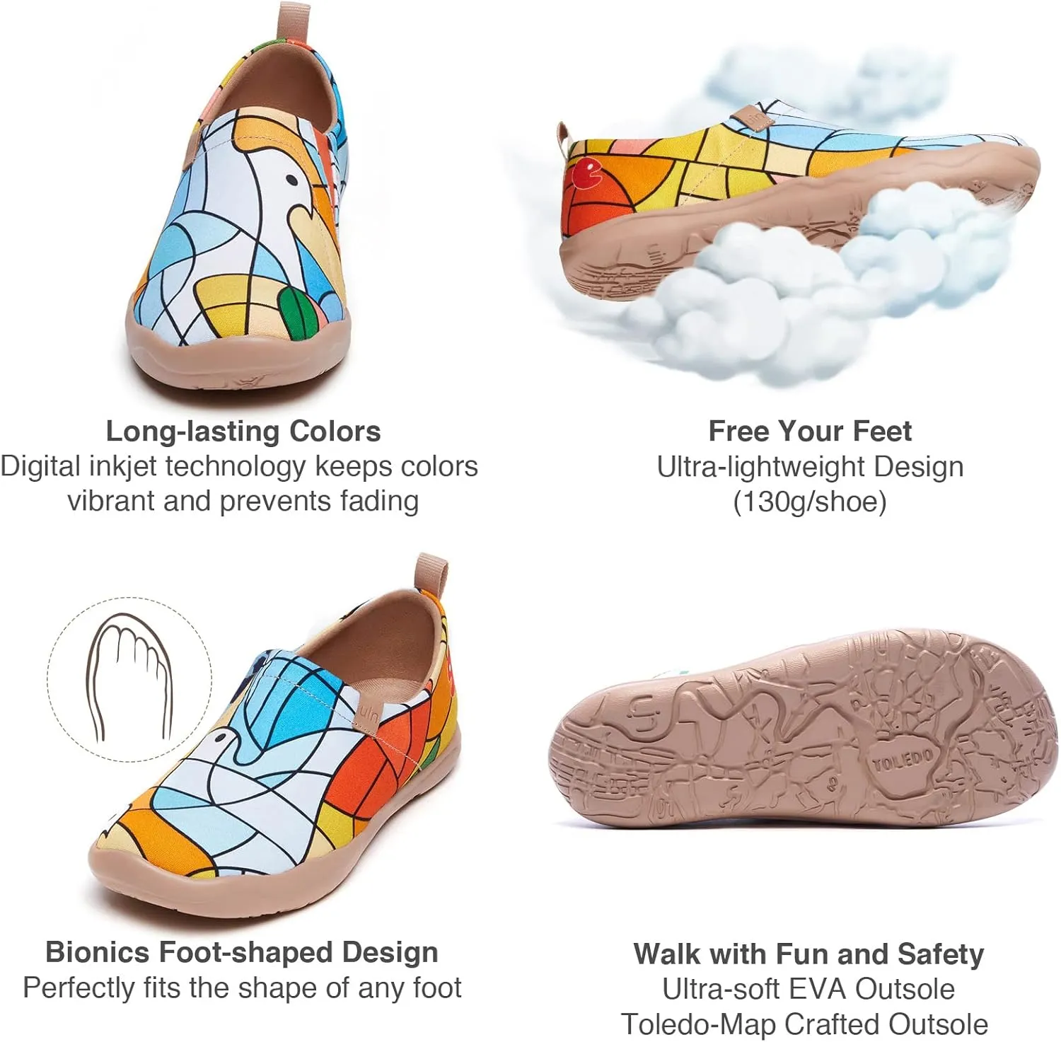 UIN Women's Art Painted Travel Shoes Slip On Casual Knit Loafers Lightweight Comfort Fashion Sneaker Constellation Toledo Ⅰ