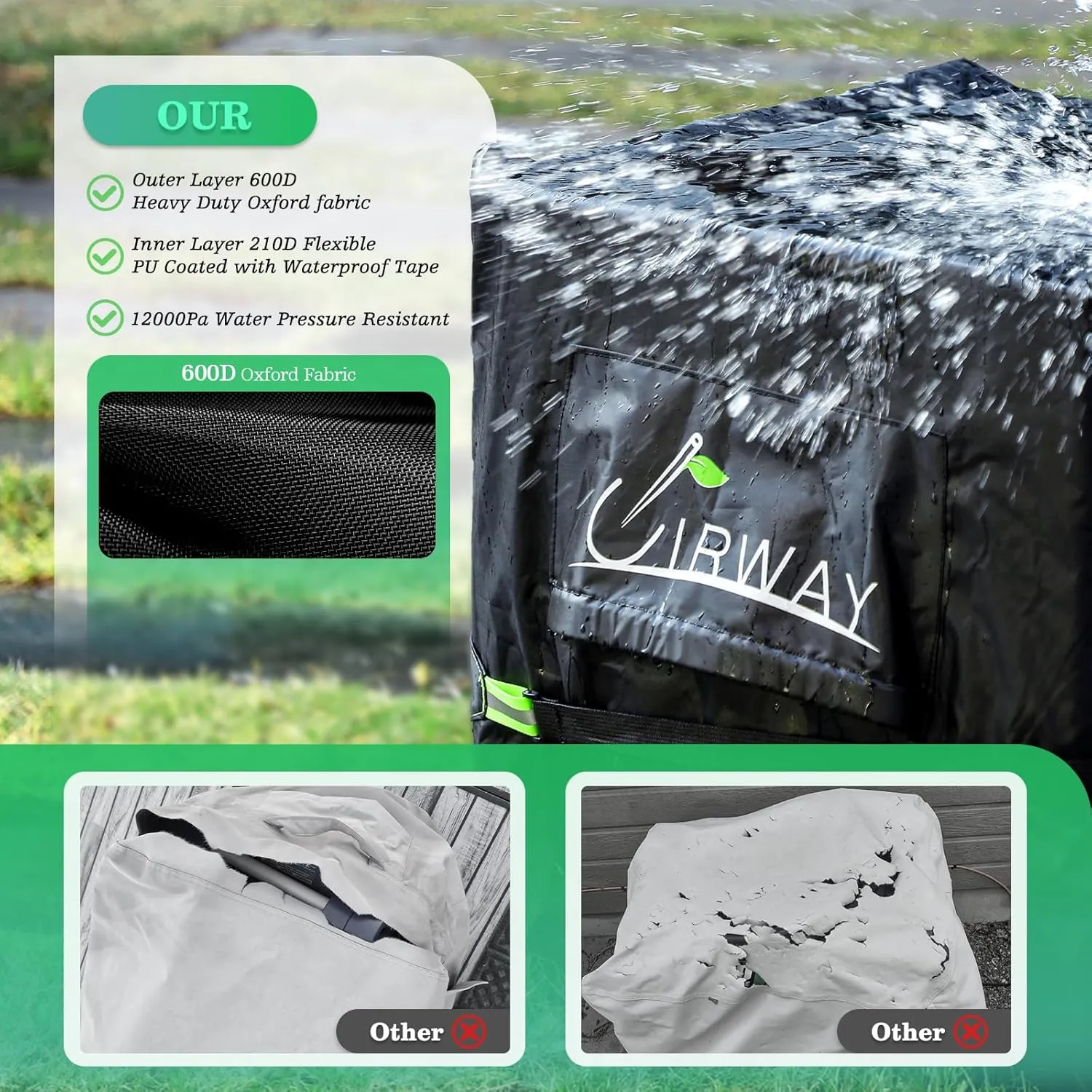 UIRWAY Outdoor Generator Covers Waterproof, 32”L x 24”W x 24”H Portable Generator Cover for Outside, 600D Heavy Duty Universal Generator Protection Cover Fit for Most Generators 5000-10000 Watt