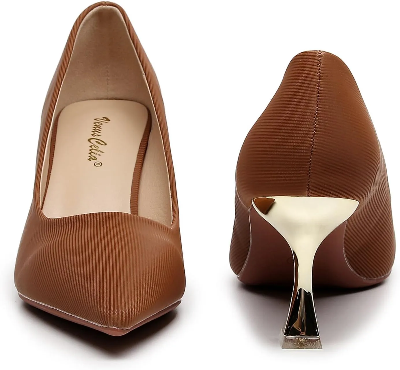 VenusCelia Women's Golden-Sun Pump Stiletto Heel Shoe