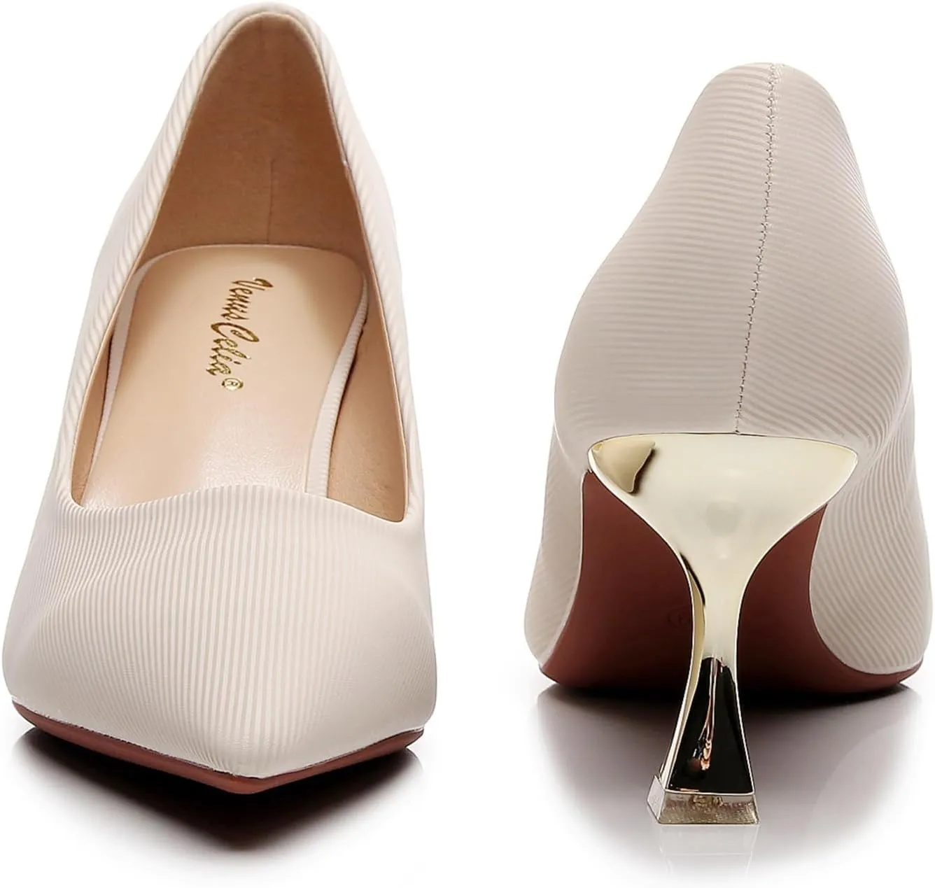 VenusCelia Women's Golden-Sun Pump Stiletto Heel Shoe