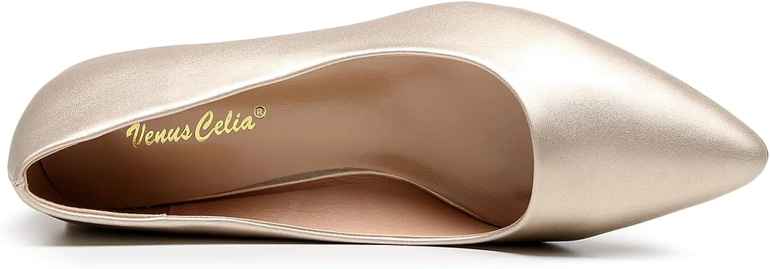 VenusCelia Women's Rokoko Pump Kitten Heel Shoe