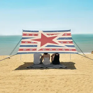 Vintage Stars Stripes Beach Camping Tent Sun Shelter for Whole Family, American Patriotic Beach Shade Canopy with UPF50  UV Protection,Easy Set Up and Carry,Outdoor Shade for Trips, Fishing, Bac