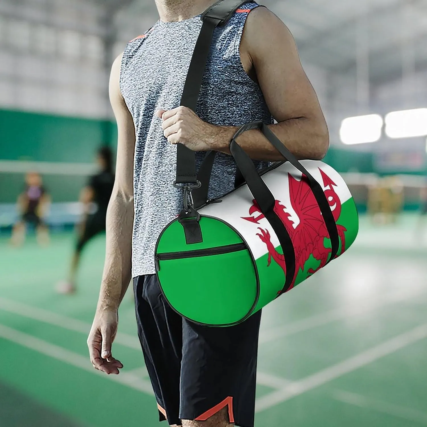 Wales Flag Waterproof Gym Bag for Women Men with Wet Pocket Sports Duffel for Travel Weekender