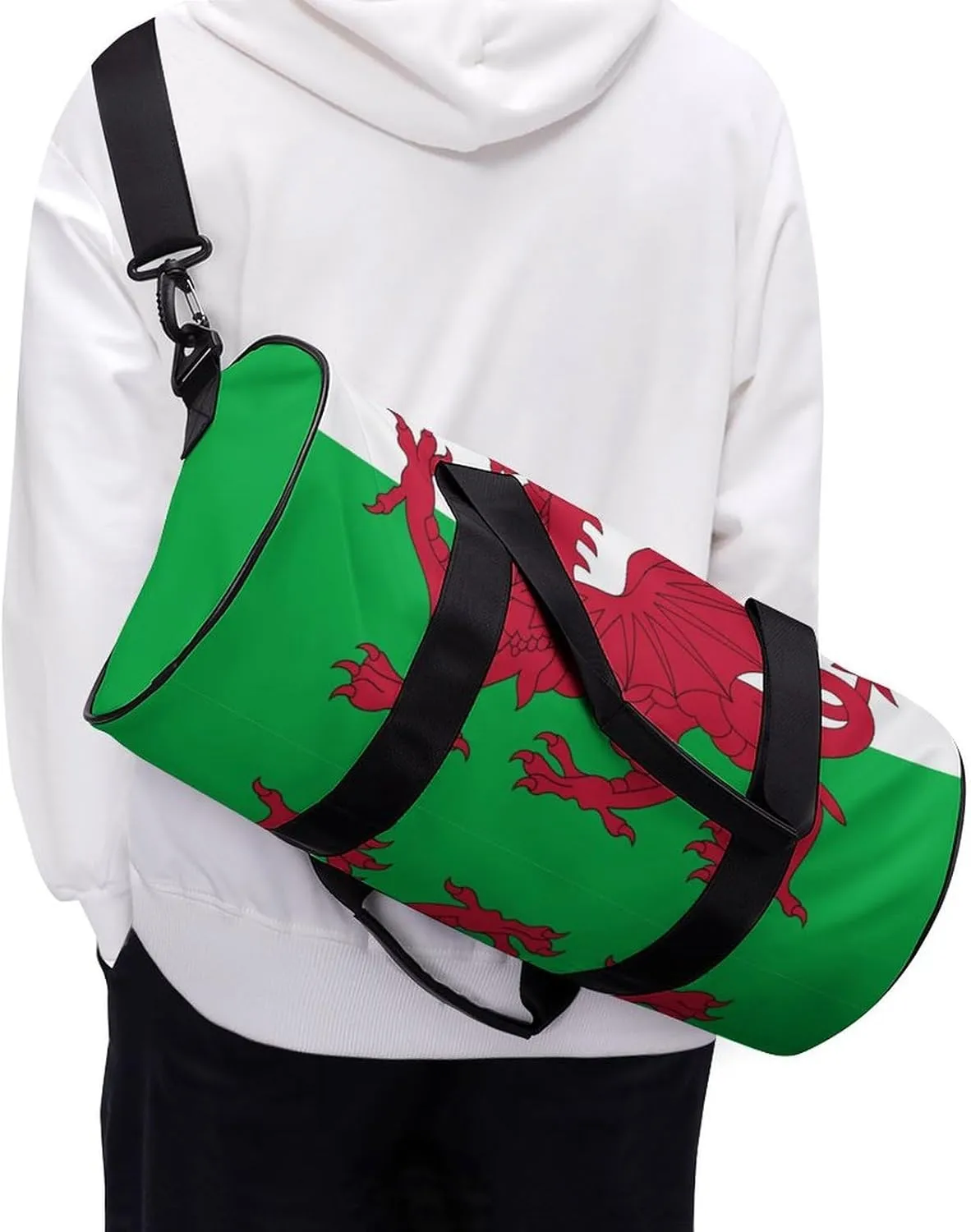 Wales Flag Waterproof Gym Bag for Women Men with Wet Pocket Sports Duffel for Travel Weekender