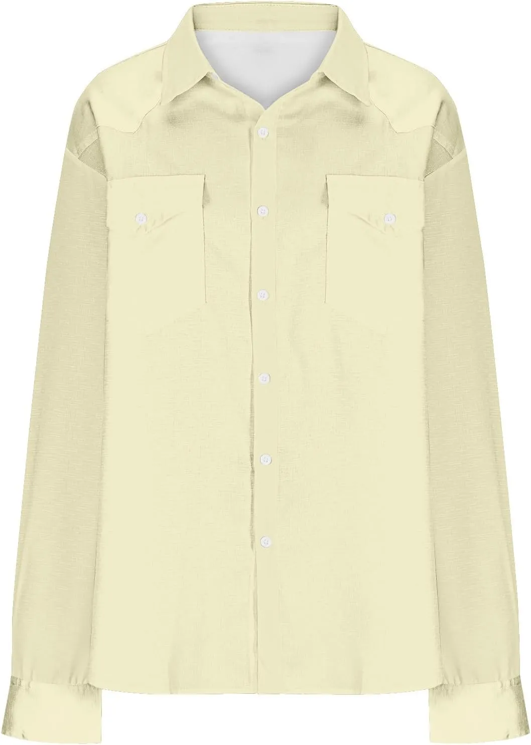 Western Cowboy Shirts for Men Pearl Snap Button Down Cotton Work T-Shirt Men's Casual Shirt Jacket with Two Pockets