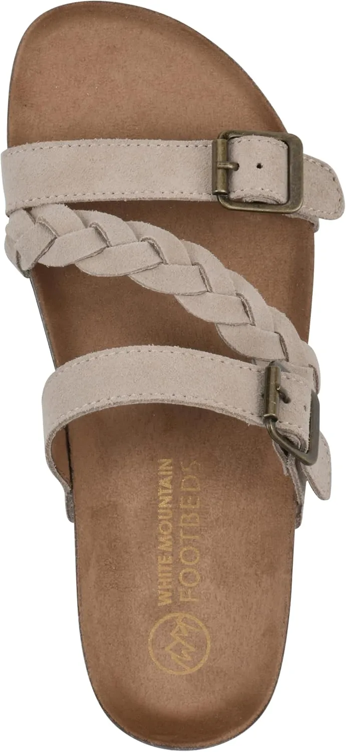 WHITE MOUNTAIN Women's Huntington Signature Comfort Molded Footbed Double Buckle Braided Sandal