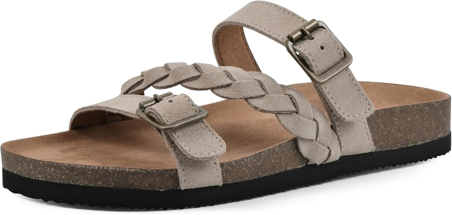 WHITE MOUNTAIN Women's Huntington Signature Comfort Molded Footbed Double Buckle Braided Sandal