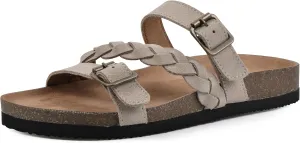 WHITE MOUNTAIN Women's Huntington Signature Comfort Molded Footbed Double Buckle Braided Sandal