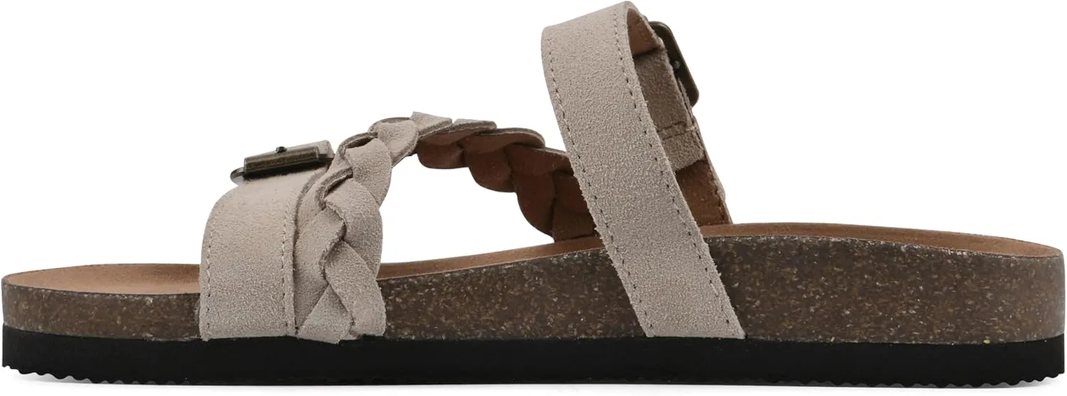 WHITE MOUNTAIN Women's Huntington Signature Comfort Molded Footbed Double Buckle Braided Sandal
