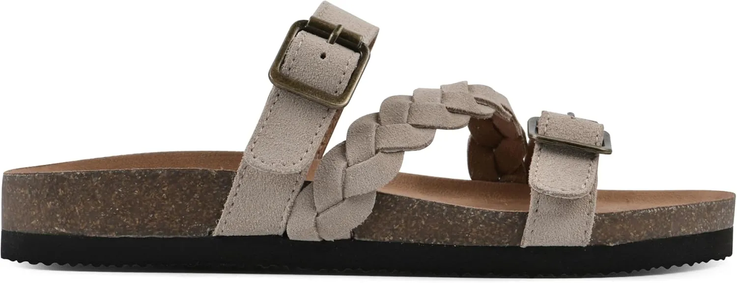 WHITE MOUNTAIN Women's Huntington Signature Comfort Molded Footbed Double Buckle Braided Sandal