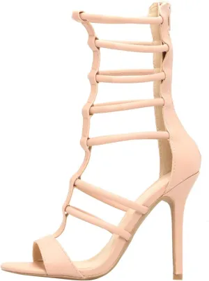 Wild Diva Womens Open Toe Strappy Cage Shaft Gladiator Stiletto Heel Pump Sandals Shoes
