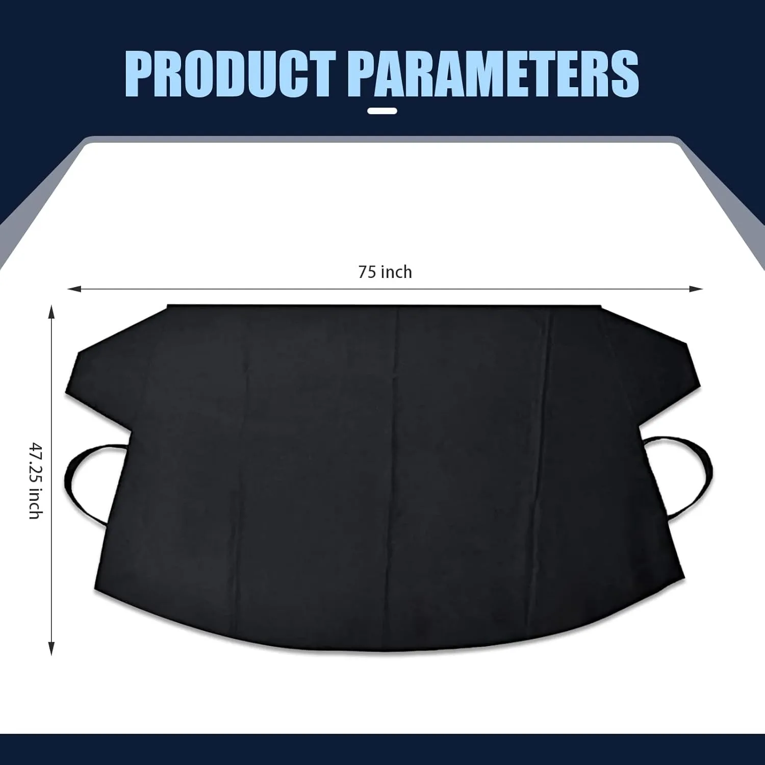 Windshield Snow Cover, Frost and Waterproof All-Weather Protective Cover, 600D Oxford Cloth Anti-Theft Mounting Privacy Cover, Universal for Cars Outdoor Portable Foldable Car Cover (Black)