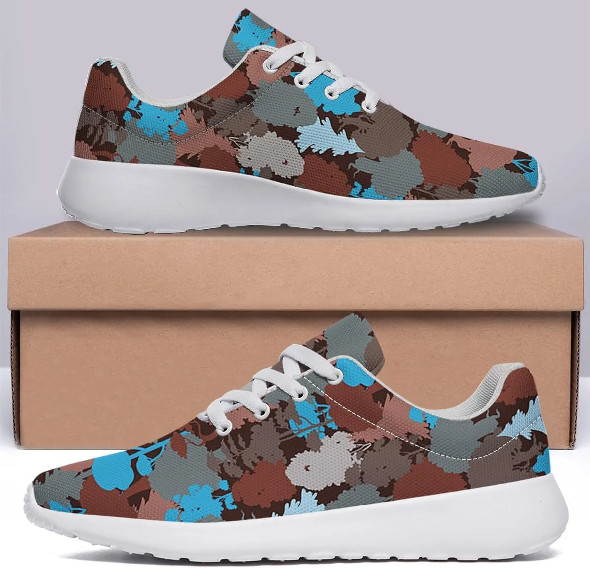 Women Men Deep Forest Blue Camouflage Shoes Personalited 3D Print Running Shoes Athletic Tennis Sneakers