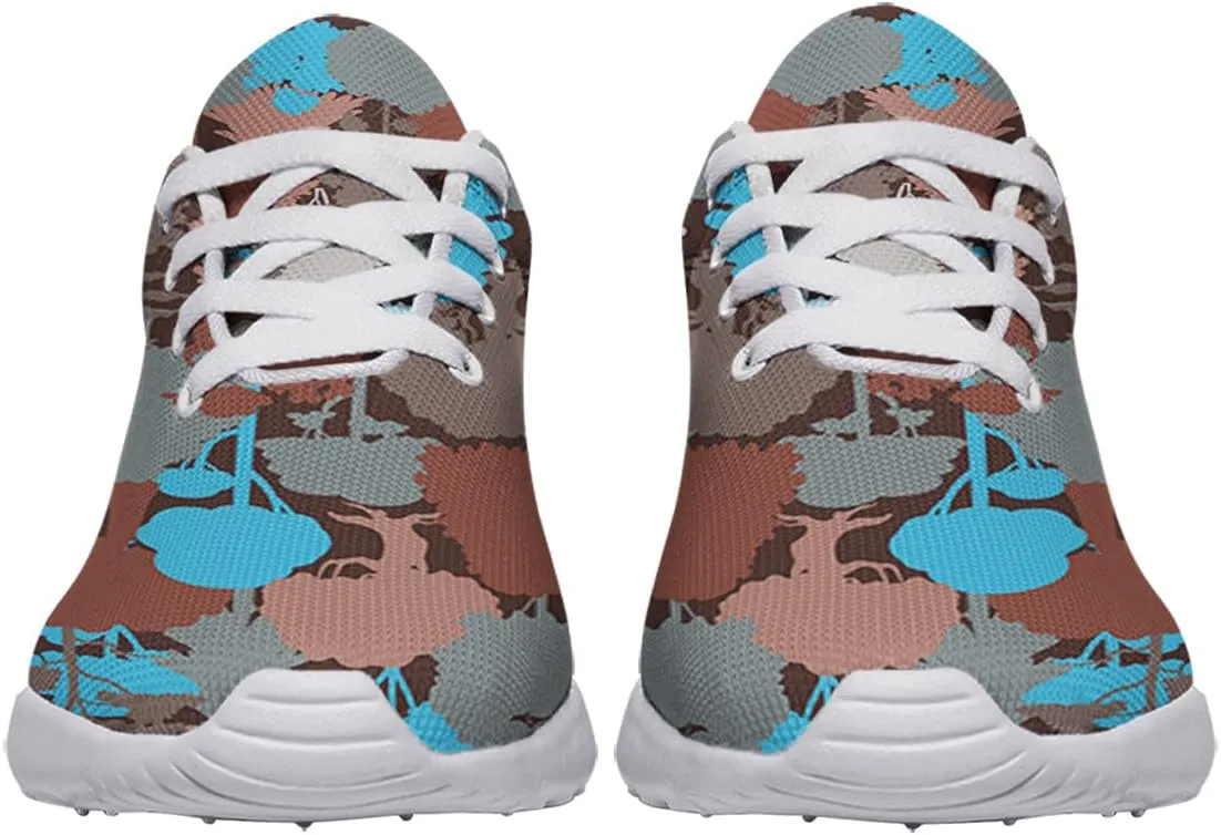 Women Men Deep Forest Blue Camouflage Shoes Personalited 3D Print Running Shoes Athletic Tennis Sneakers