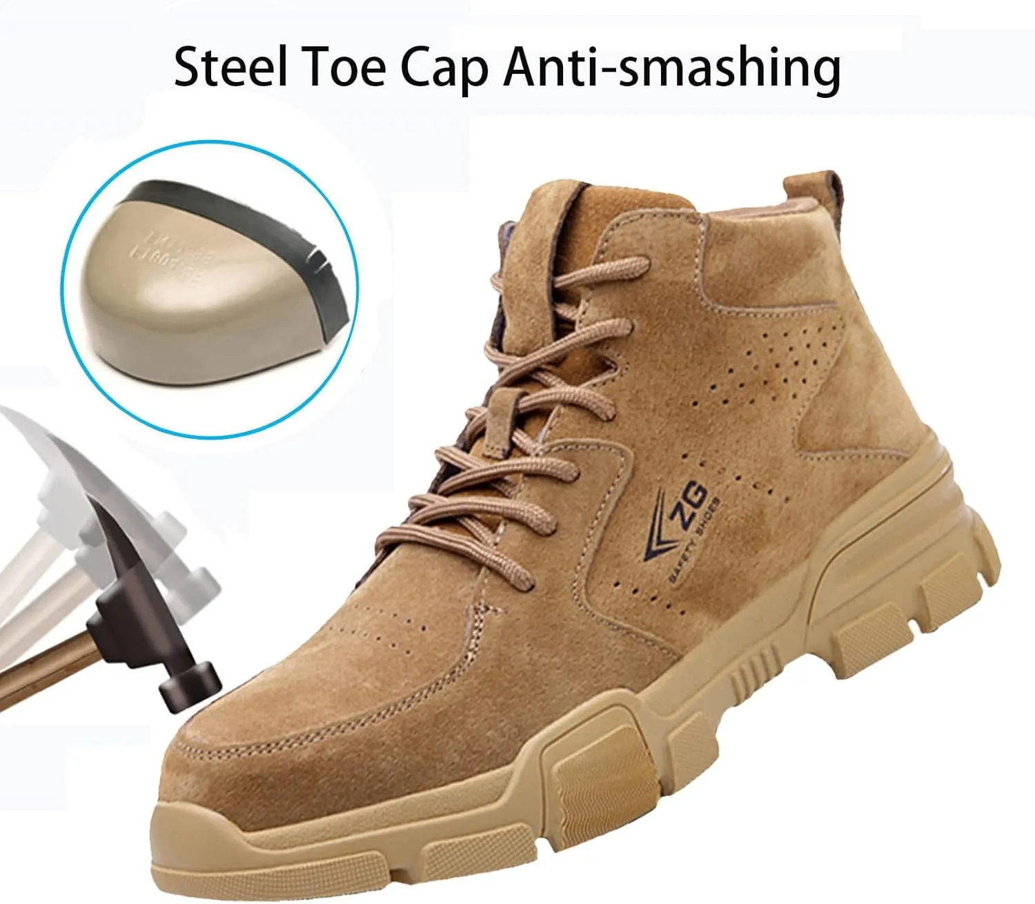 Women Steel Toe Shoes,Lightweight Work Safety Sneakers Anti-Smash Anti-Puncture Breathable Slip Resistant Construction Work Shoes Indestructible Shoes,
