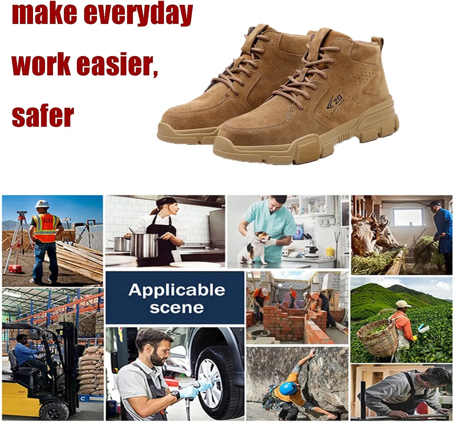 Women Steel Toe Shoes,Lightweight Work Safety Sneakers Anti-Smash Anti-Puncture Breathable Slip Resistant Construction Work Shoes Indestructible Shoes,