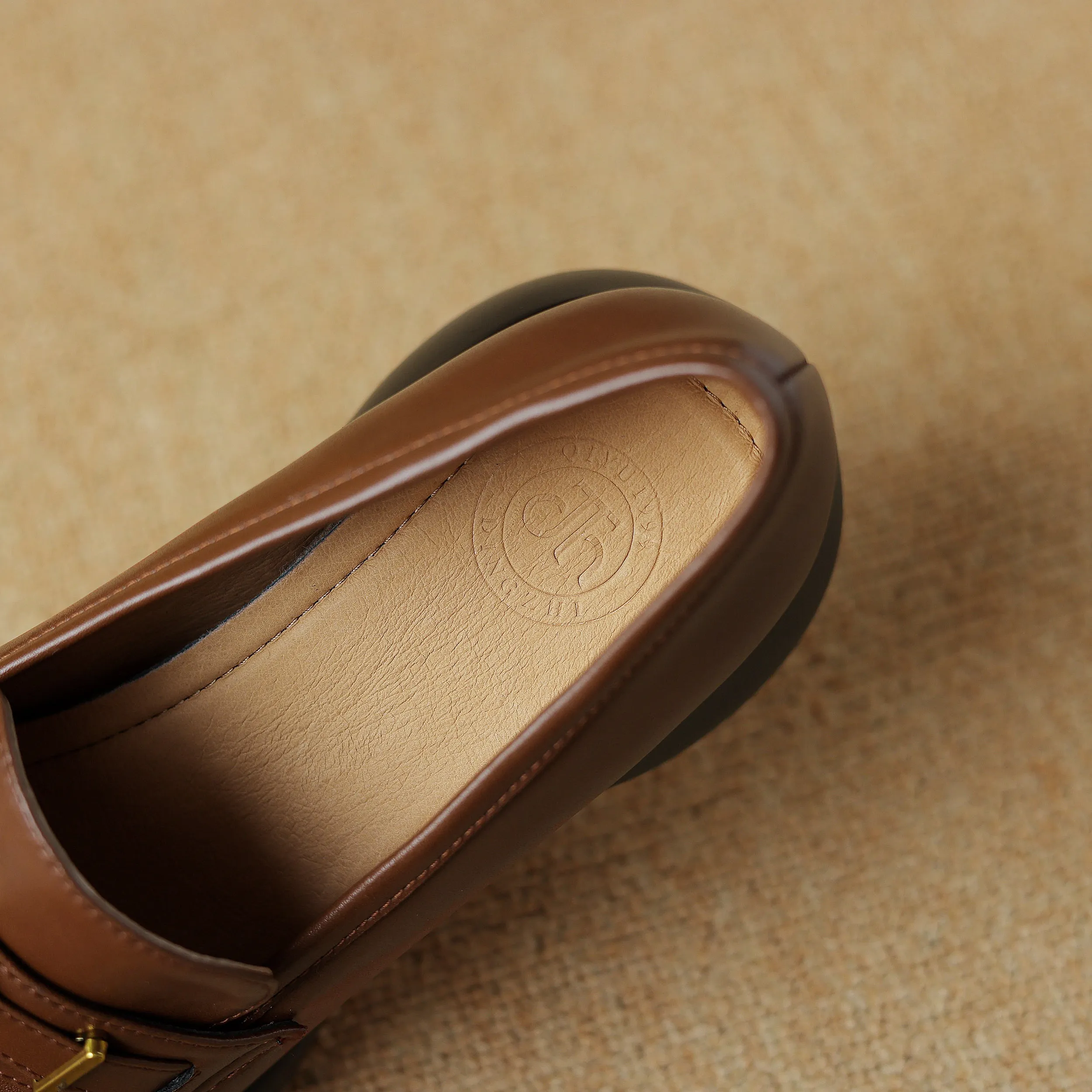 Women's Casual Leather Platform Slip on Chunky Penny Loafers