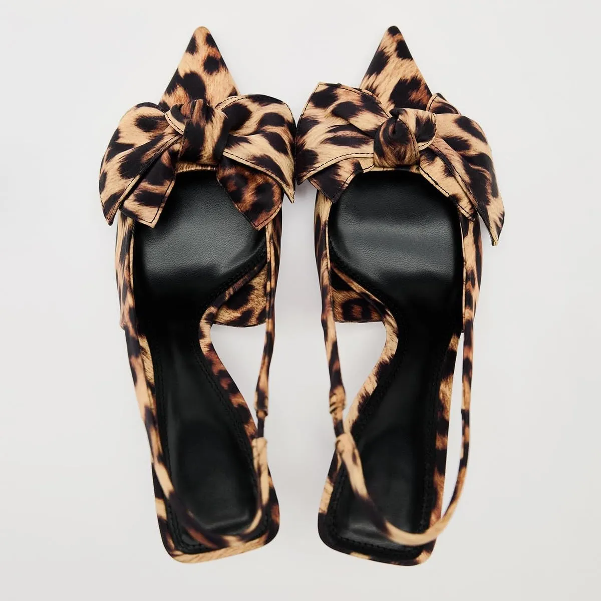 Women's Fabric Slingback High Heel Pump Bow Detail On The Front Elastic Strap Around The Back Pointed Toe Wedding Party Office Dance Shoes