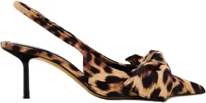 Women's Fabric Slingback High Heel Pump Bow Detail On The Front Elastic Strap Around The Back Pointed Toe Wedding Party Office Dance Shoes