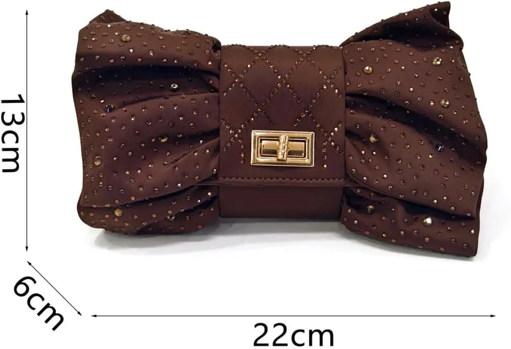 Women’S Fashion Brown Diamond Butterfly Pumps and Bag Set for Party Spike Heel Slingbacks