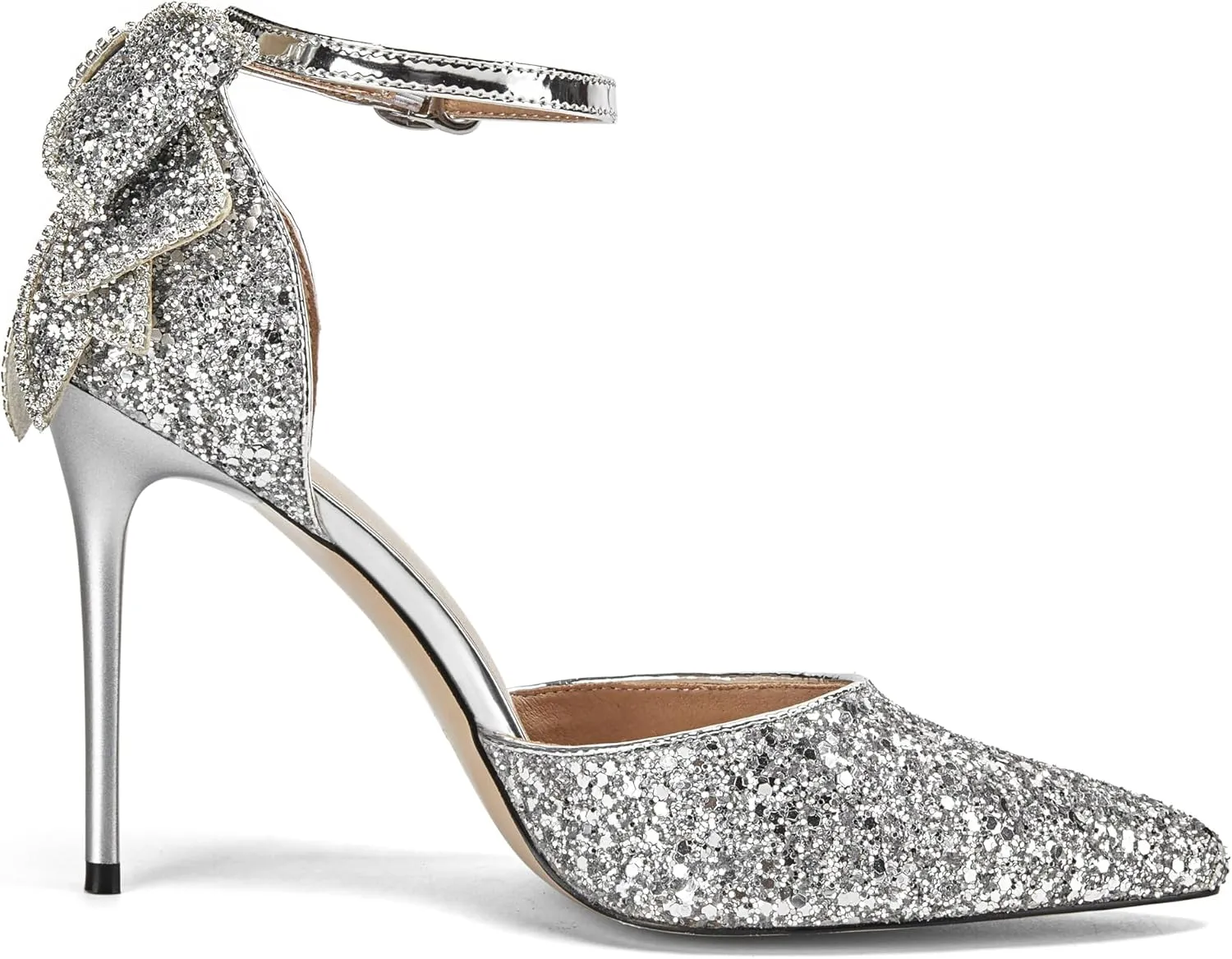 Women's High Heels Butterfly Back Sexy Stiletto Pumps Closed Toe Sparkly Ankle Strap Heels Sandals Dress Wedding Shoes for Women