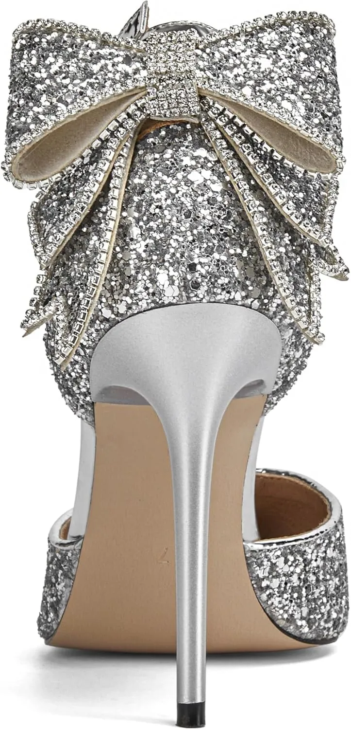 Women's High Heels Butterfly Back Sexy Stiletto Pumps Closed Toe Sparkly Ankle Strap Heels Sandals Dress Wedding Shoes for Women